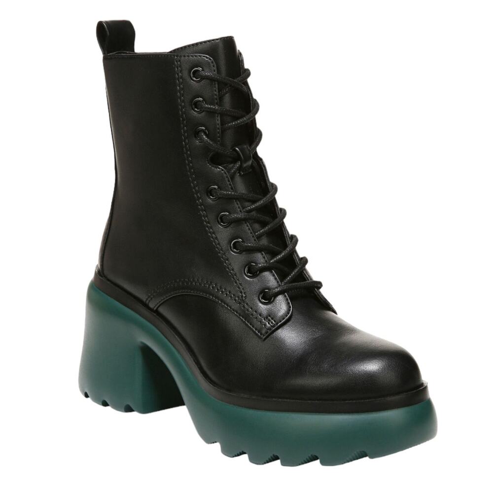 Bar III Women's Pelican Lace Up Moto Booties Black & Green Size 5 1/2